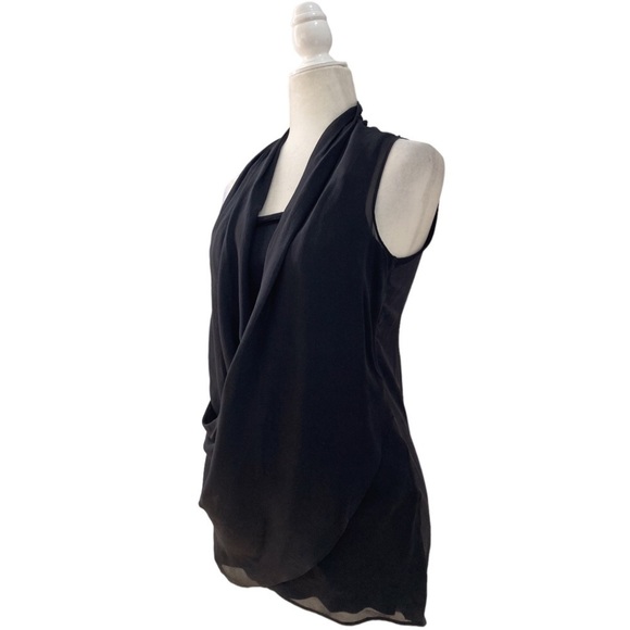 Gold Hawk Draped Silk  Sleeveless Top Blouse - Picture 6 of 8